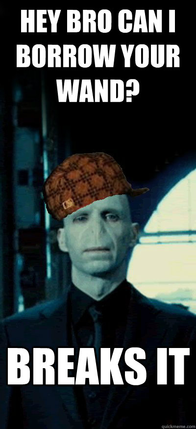Hey bro can I borrow your wand? Breaks it - Hey bro can I borrow your wand? Breaks it  Scumbag Voldemort