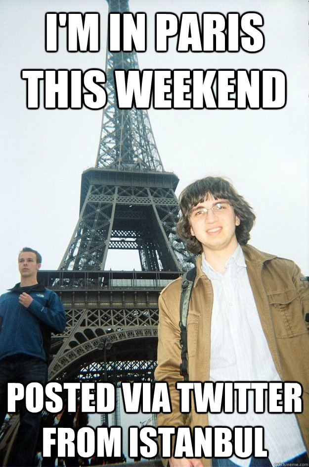 i'm in paris this weekend posted via twitter from istanbul - i'm in paris this weekend posted via twitter from istanbul  photoshop travelling guy