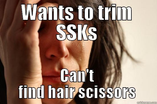 WANTS TO TRIM SSKS CAN'T FIND HAIR SCISSORS First World Problems