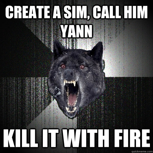 CREATE A SIM, CALL HIM YANN KILL IT WITH FIRE  Insanity Wolf