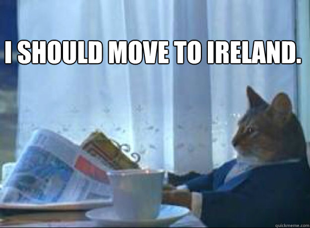 I should move to Ireland.  - I should move to Ireland.   I should buy a boat cat