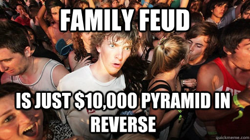 Family Feud is just $10,000 Pyramid in reverse  Sudden Clarity Clarence