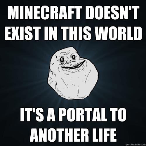 Minecraft doesn't exist in this world it's a portal to another life  Forever Alone