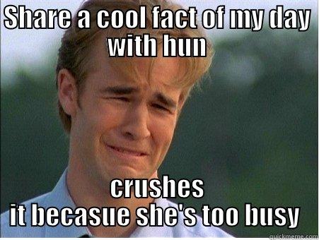 SHARE A COOL FACT OF MY DAY WITH HUN CRUSHES IT BECASUE SHE'S TOO BUSY  1990s Problems
