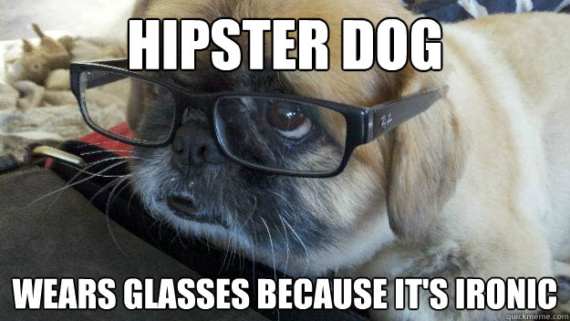hipster dog  wears glasses because it's ironic  Hipster Dog
