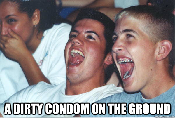  a dirty condom on the ground   Immature High Schoolers
