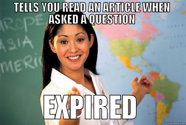 TELLS YOU READ AN ARTICLE WHEN ASKED A QUESTION EXPIRED Unhelpful High School Teacher