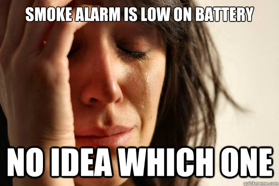 SMOKE ALARM IS LOW ON BATTERY NO IDEA WHICH ONE  First World Problems