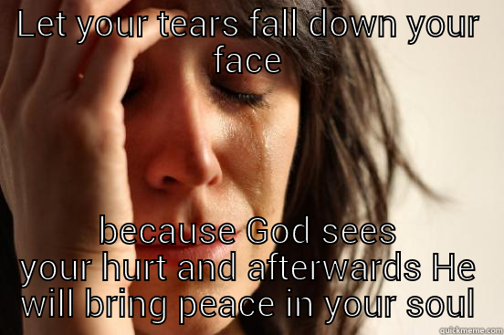 LET YOUR TEARS FALL DOWN YOUR FACE BECAUSE GOD SEES YOUR HURT AND AFTERWARDS HE WILL BRING PEACE IN YOUR SOUL First World Problems