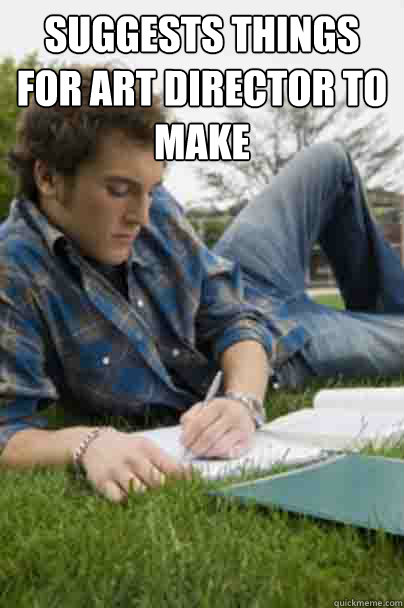 SUGGESTS THINGS FOR ART DIRECTOR TO MAKE   Junior Copywriter