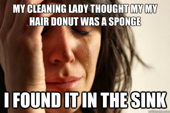 My cleaning lady thought my my hair donut was a sponge i found it in the sink  First World Problems