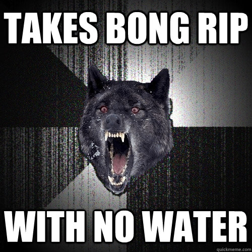 takes bong rip with no water  Insanity Wolf