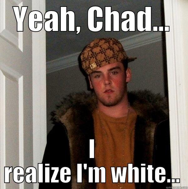 YEAH, CHAD... I REALIZE I'M WHITE... Scumbag Steve