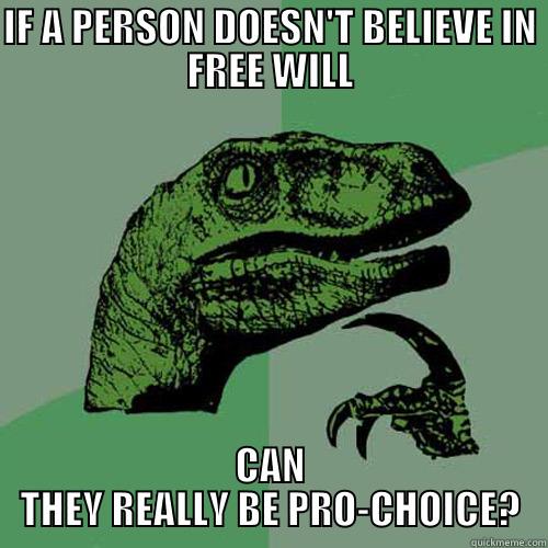 IF A PERSON DOESN'T BELIEVE IN FREE WILL CAN THEY REALLY BE PRO-CHOICE? Philosoraptor