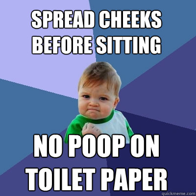 Spread cheeks before sitting no poop on toilet paper  Success Kid