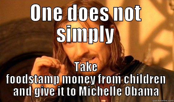 ONE DOES NOT SIMPLY TAKE FOODSTAMP MONEY FROM CHILDREN AND GIVE IT TO MICHELLE OBAMA One Does Not Simply
