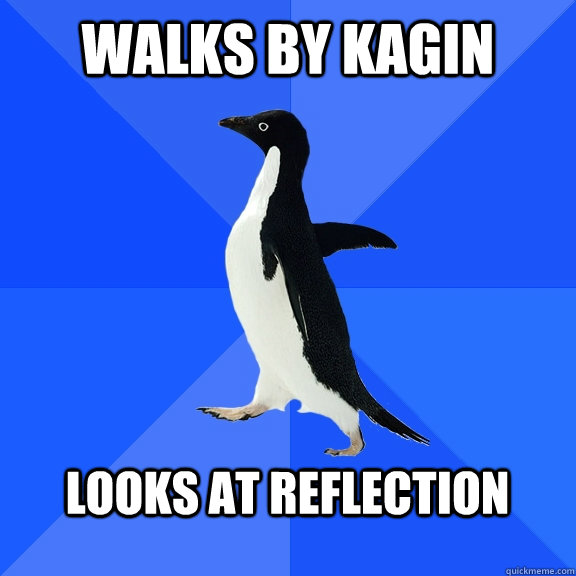 Walks By Kagin  Looks at Reflection   Socially Awkward Penguin