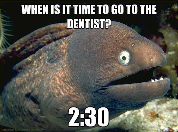 When is it time to go to the Dentist? 2:30 - When is it time to go to the Dentist? 2:30  Bad Joke Eel