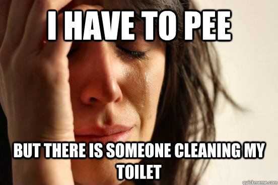 i have to pee but there is someone cleaning my toilet  First World Problems