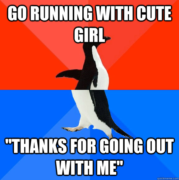 Go running with cute girl 