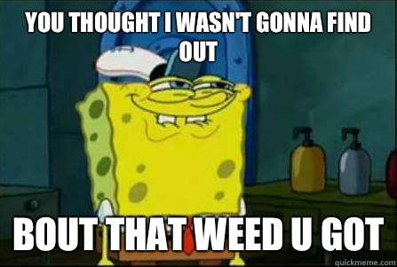 You thought I wasn't gonna find out Bout that Weed u got  Funny Spongebob
