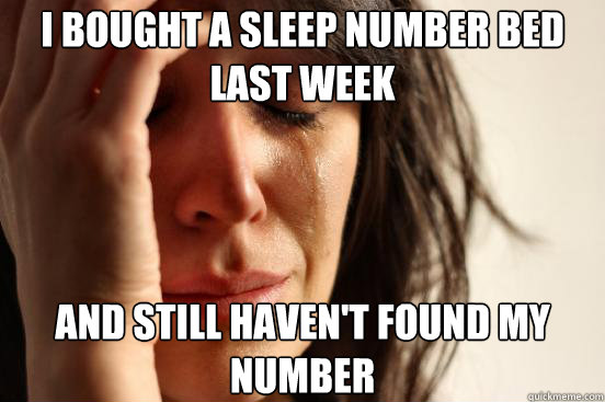 I bought a sleep number bed last week and still haven't found my number  First World Problems