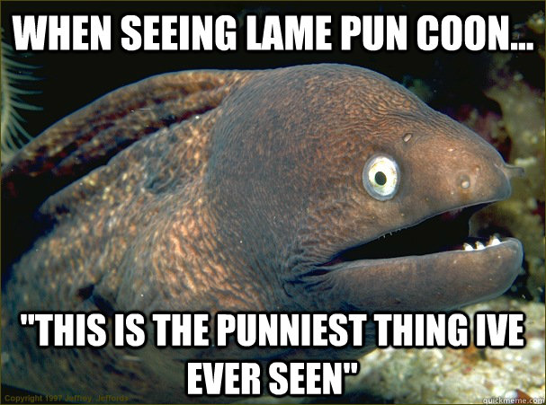 when seeing lame pun coon... 