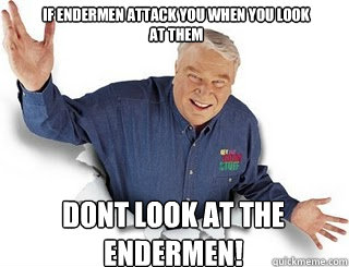 if endermen attack you when you look at them dont look at the endermen! - if endermen attack you when you look at them dont look at the endermen!  Obvious John Madden