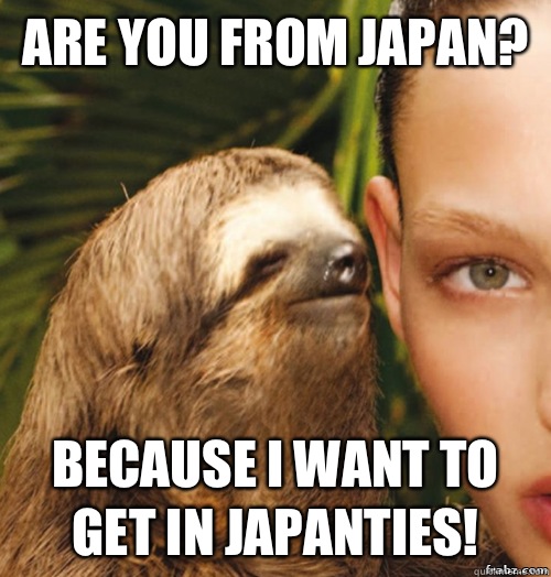 Are you from Japan? Because I want to get in JAPANties!  rape sloth