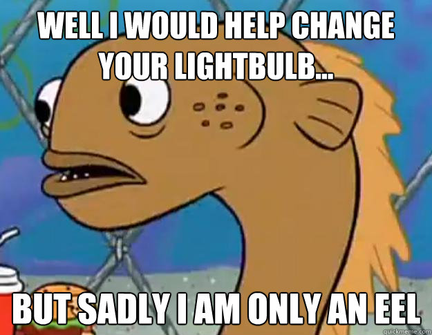 Well I would help change your lightbulb... But sadly I am only an eel   
