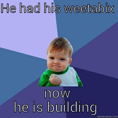 HE HAD HIS WEETABIX  NOW HE IS BUILDING  Success Kid