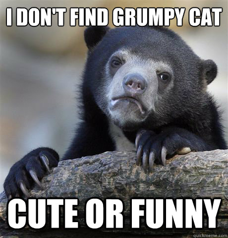 I don't find grumpy cat cute or funny  Confession Bear