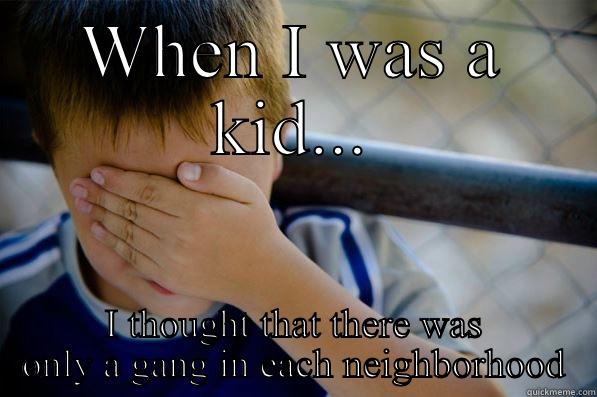 WHEN I WAS A KID... I THOUGHT THAT THERE WAS ONLY A GANG IN EACH NEIGHBORHOOD Confession kid