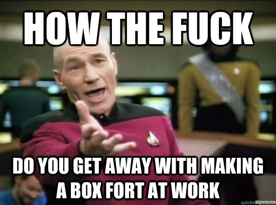 How the fuck Do you get away with making a box fort at work  Annoyed Picard HD