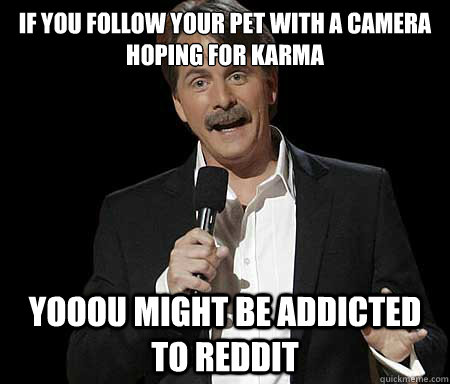 If you follow your pet with a camera hoping for karma Yooou might be addicted to reddit - If you follow your pet with a camera hoping for karma Yooou might be addicted to reddit  Foxworthy you may