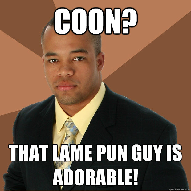 coon? that lame pun guy is adorable!  Successful Black Man