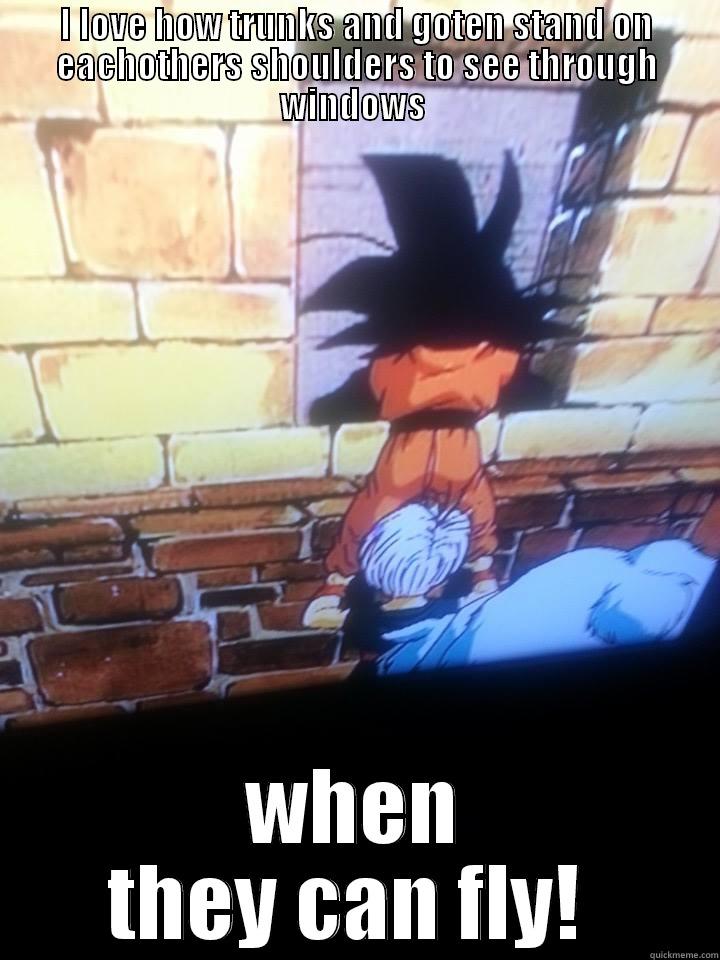 I love how Trunks and Goten stand on eachothers shoulders to see