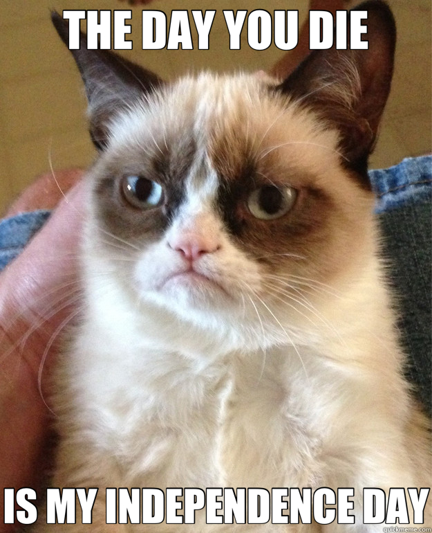 THE DAY YOU DIE IS MY INDEPENDENCE DAY - THE DAY YOU DIE IS MY INDEPENDENCE DAY  Grumpy Cat