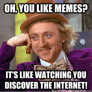 Oh, you like memes? it's like watching you discover the internet!  Psychotic Willy Wonka