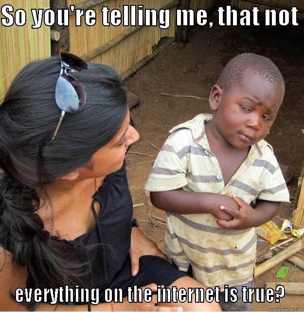 SO YOU'RE TELLING ME, THAT NOT  EVERYTHING ON THE INTERNET IS TRUE? Skeptical Third World Kid