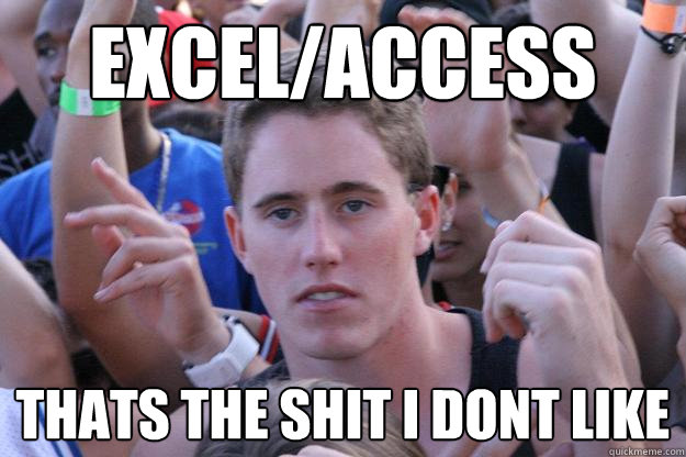 Excel/Access Thats the shit i dont like - Excel/Access Thats the shit i dont like  Jim Oscar