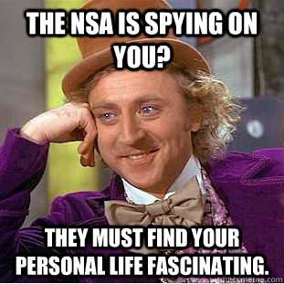 the nsa is spying on you? they must find your personal life fascinating. - the nsa is spying on you? they must find your personal life fascinating.  Condescending Wonka