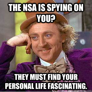 the nsa is spying on you? they must find your personal life fascinating.  Condescending Wonka