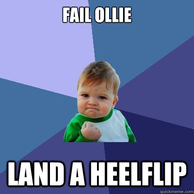Fail ollie land a heelflip  Success Kid