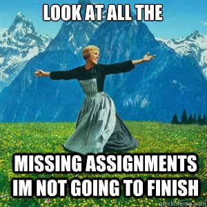 look at all the  missing assignments im not going to finish  And look at all the fucks I give