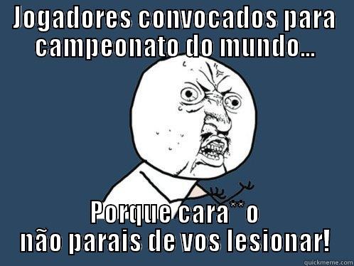 JOGADORES CONVOCADOS PARA CAMPEONATO DO MUNDO... PORQUE CARA**O NÃO PARAIS DE VOS LESIONAR! Y U No