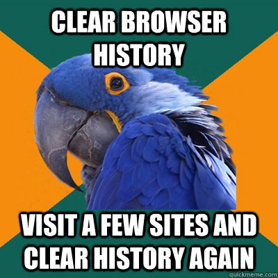 Clear Browser History Visit a few sites and clear history again  Paranoid Parrot
