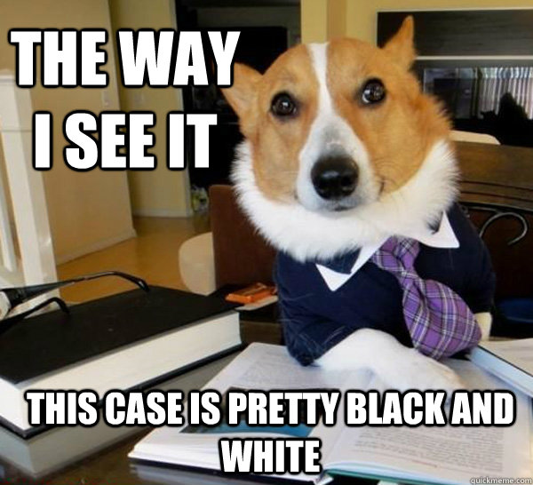the way I see it This case is pretty black and white - the way I see it This case is pretty black and white  Lawyer Dog
