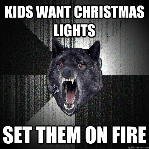 kids want christmas lights set them on fire  Insanity Wolf
