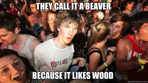 They call it a beaver
 because it likes wood  Sudden Clarity Clarence